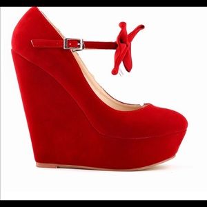 Thick Bottom Suede Club Bowknot Wedge Heels
